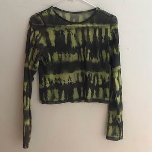 Slime Green Tie Dye Mesh Shirt